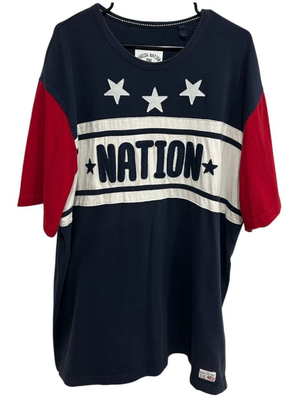 Parish Nation Mens 4XL Navy Red Cotton Graphic Tee Stars Stripes USA-Inspired